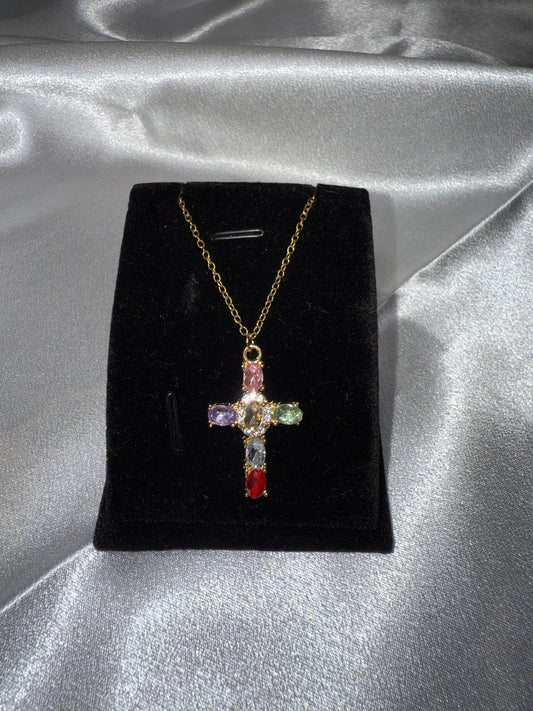 Collana croce multicolor